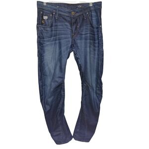 G Star Raw Jeans Mens 33x32 Arc 3D Slim Dark Indigo Faded Streetwear Denim